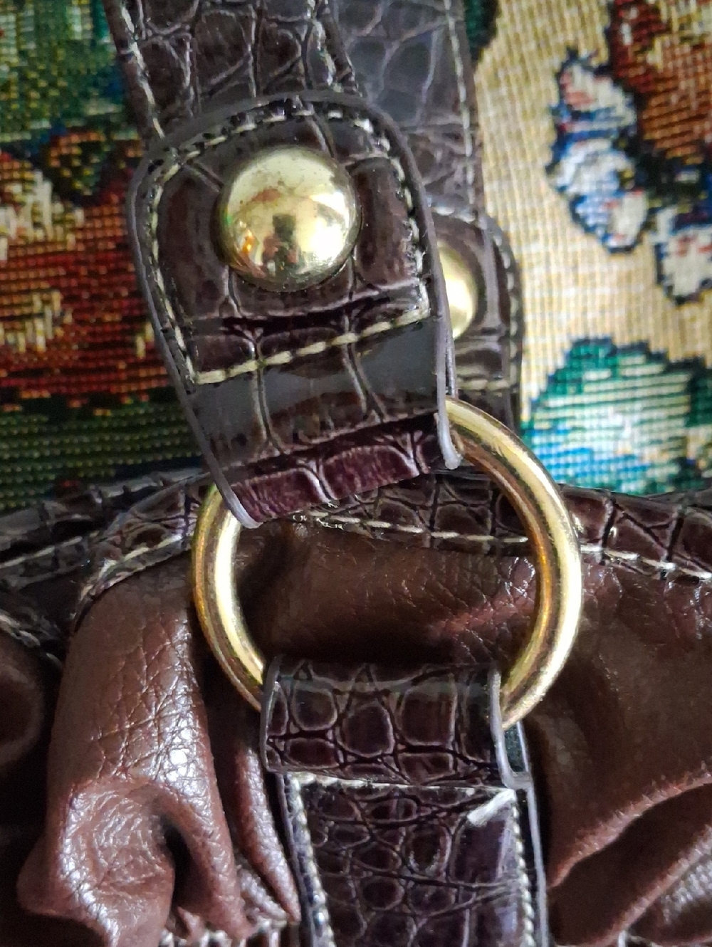 Chateau Brown Interior Handbag with Gold-Tone Snap